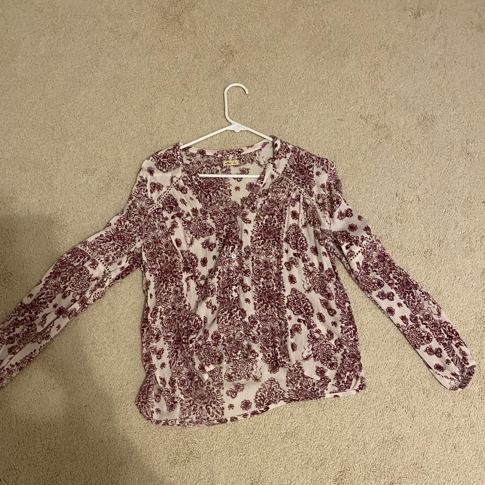 Hollister Button Down Patterned Blouse - image 1